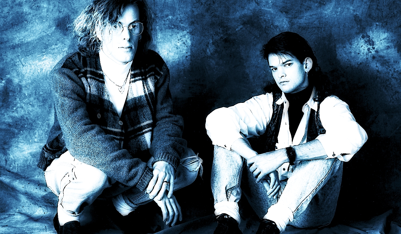 David Sloan and Roger Hunt at The Lost Jesters photo shoot in 1988