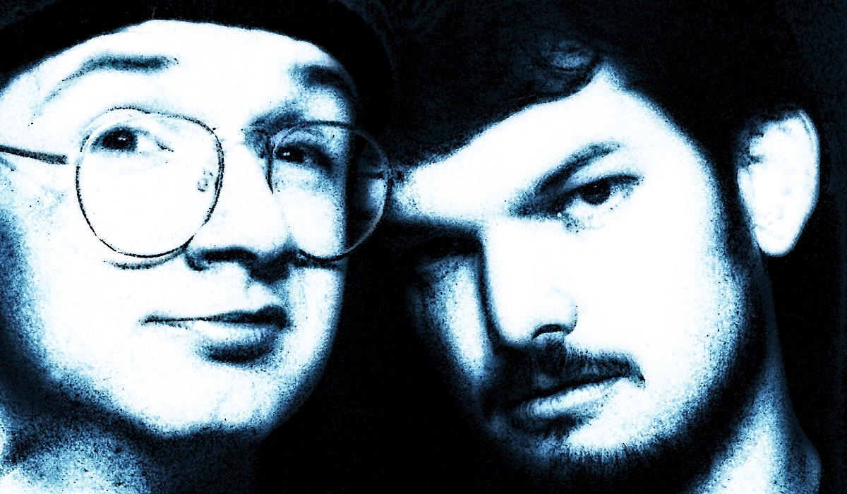 David Sloan and Chad Meadows of Question Number Nine in a mall photo booth in 1992